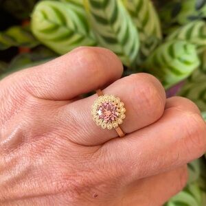 14K Gold 1.5ct Round Pink Sapphire Engagement Ring